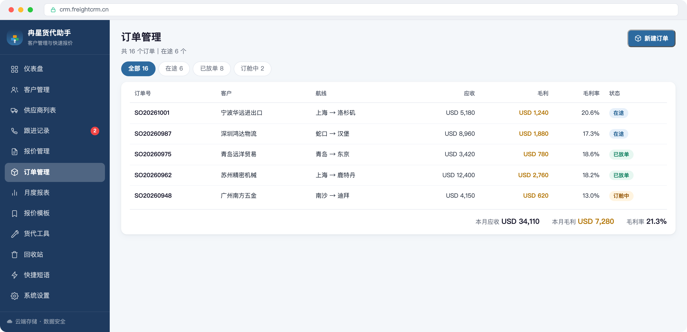 订单管理界面